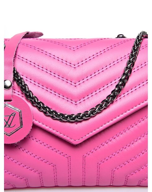 Eleonora fuchsia leren schoudertas - 16x21x8 cm