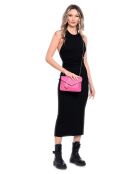 Eleonora fuchsia leren schoudertas - 16x21x8 cm