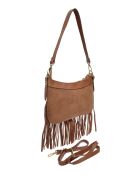 Bandolera Mathilda de piel coñac - 16x25,5 cm