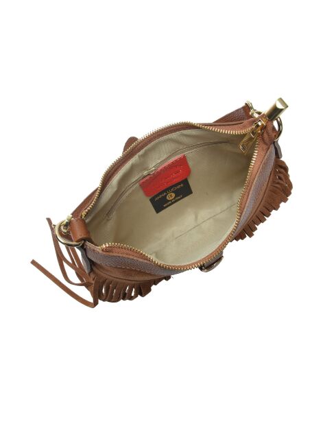 Bandolera Mathilda de piel coñac - 16x25,5 cm