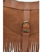 Bandolera Mathilda de piel coñac - 16x25,5 cm