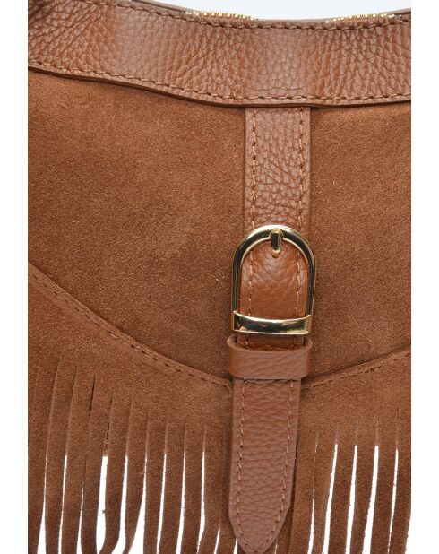 Bandolera Mathilda de piel coñac - 16x25,5 cm