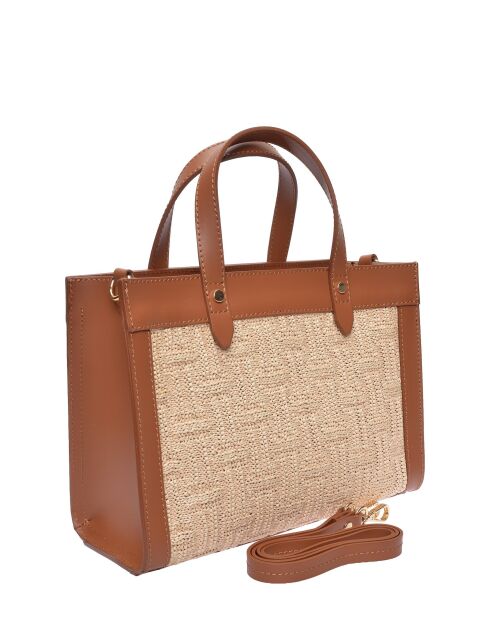 Bolso Emmy de piel coñac - 22x28x8 cm