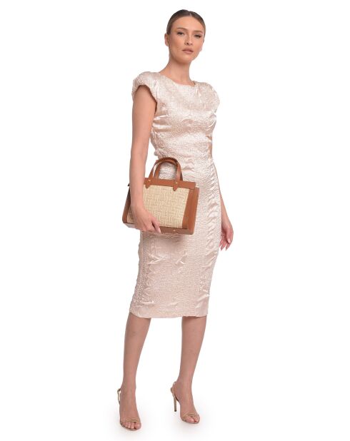 Bolso Emmy de piel coñac - 22x28x8 cm