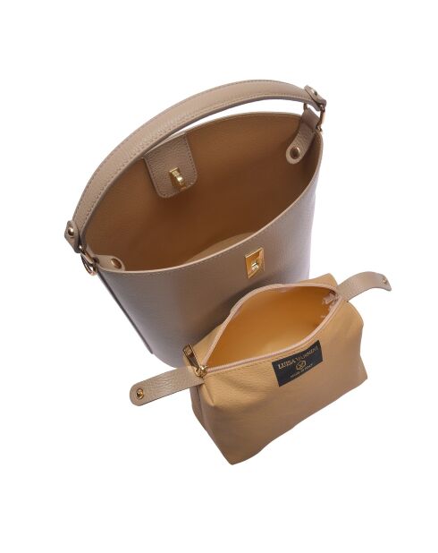 Bolso Angelina de piel color barro - 23x22,5x15 cm