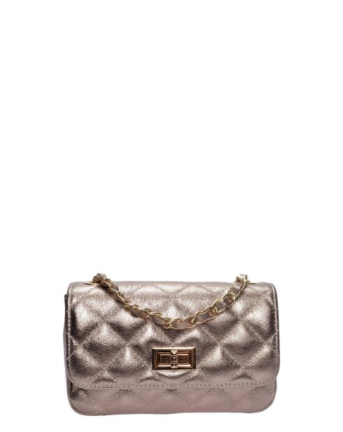 Bolso de hombro Inès en piel color bronce - 12x19,5x5 cm