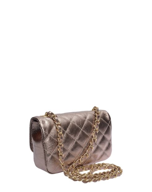 Bolso de hombro Inès en piel color bronce - 12x19,5x5 cm