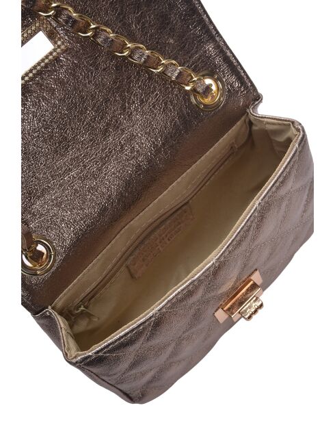 Bolso de hombro Inès en piel color bronce - 12x19,5x5 cm