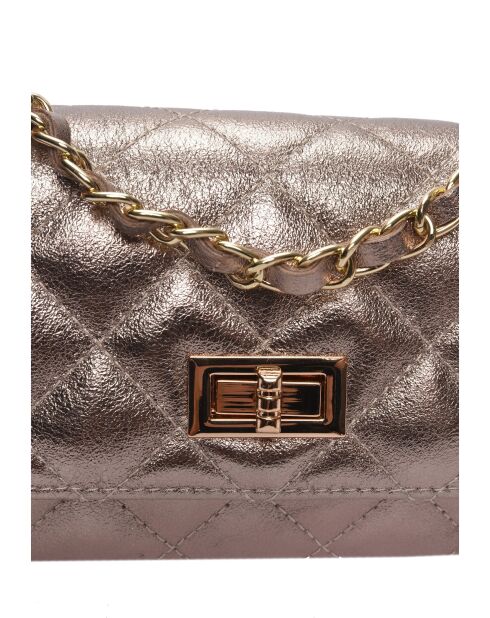 Bolso de hombro Inès en piel color bronce - 12x19,5x5 cm