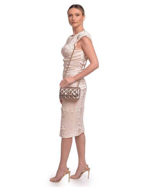 Bolso de hombro Inès en piel color bronce - 12x19,5x5 cm