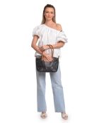 Juliette Schultertasche aus schwarzem Leder - 25x36x10,5 cm