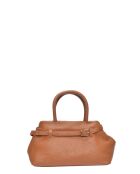 Bolso Lila de piel coñac - 17,5x26x13 cm