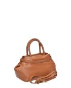 Bolso Lila de piel coñac - 17,5x26x13 cm