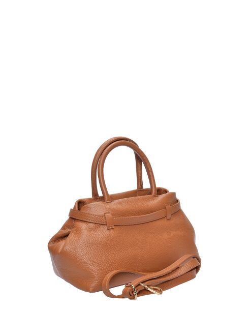 Bolso Lila de piel coñac - 17,5x26x13 cm