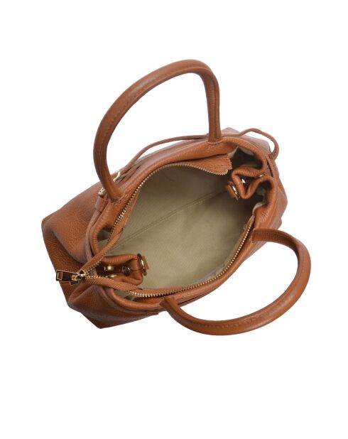 Bolso Lila de piel coñac - 17,5x26x13 cm