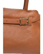 Bolso Lila de piel coñac - 17,5x26x13 cm