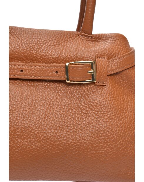 Bolso Lila de piel coñac - 17,5x26x13 cm