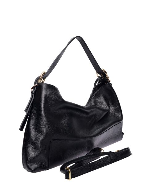 Nora schwarze Lederhandtasche - 28x47x8 cm