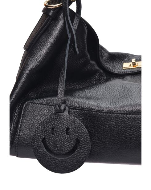 Nora schwarze Lederhandtasche - 28x47x8 cm