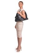 Nora schwarze Lederhandtasche - 28x47x8 cm