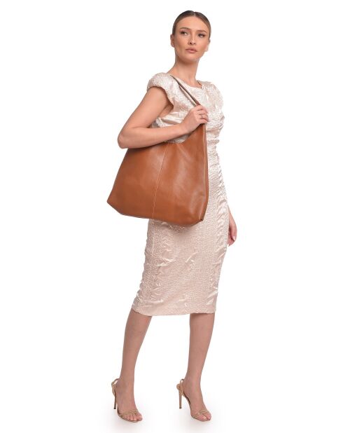 Borsa hobo Vanessa in pelle cognac - 33x43x10 cm