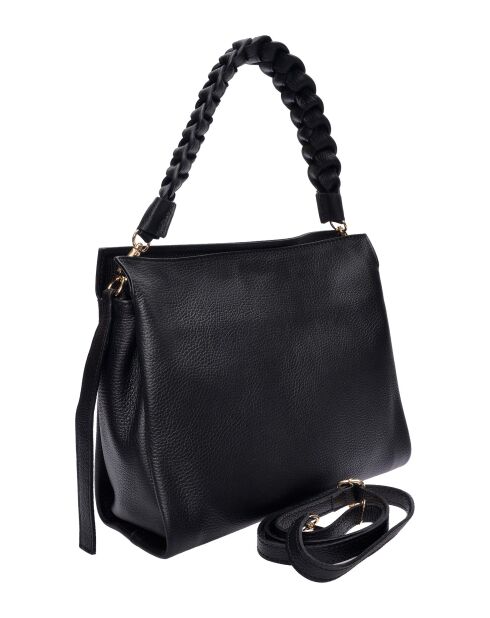 Bandolera Iris de piel negra - 26x30x10 cm