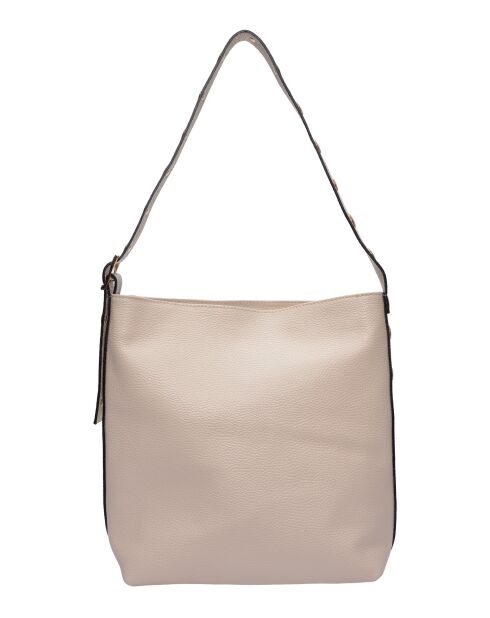 Sac bandoulière en cuir Eva beige - 34x28x12.5 cm