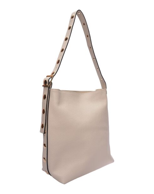 Sac bandoulière en cuir Eva beige - 34x28x12.5 cm