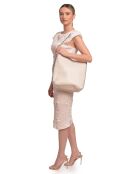 Sac bandoulière en cuir Eva beige - 34x28x12.5 cm