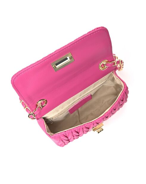 Francesca fuchsia leren schoudertas - 12x20x5 cm