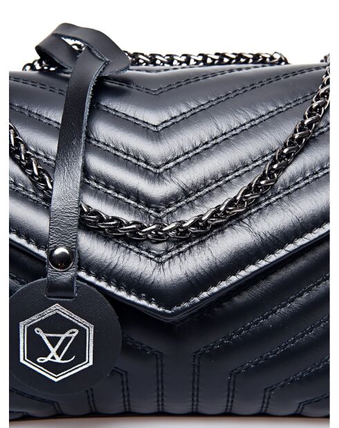 Bandolera Talia de piel negra - 16x21x8 cm