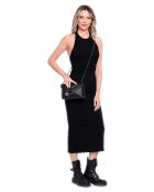 Bandolera Talia de piel negra - 16x21x8 cm