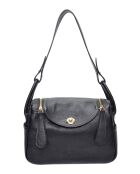 Bolso Lorena de piel negra - 17x26x12,5 cm