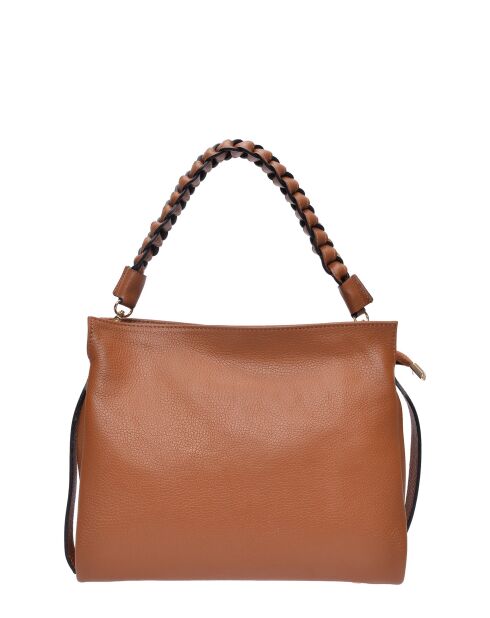 Sac bandoulière en cuir Nina cognac - 26x30x10 cm