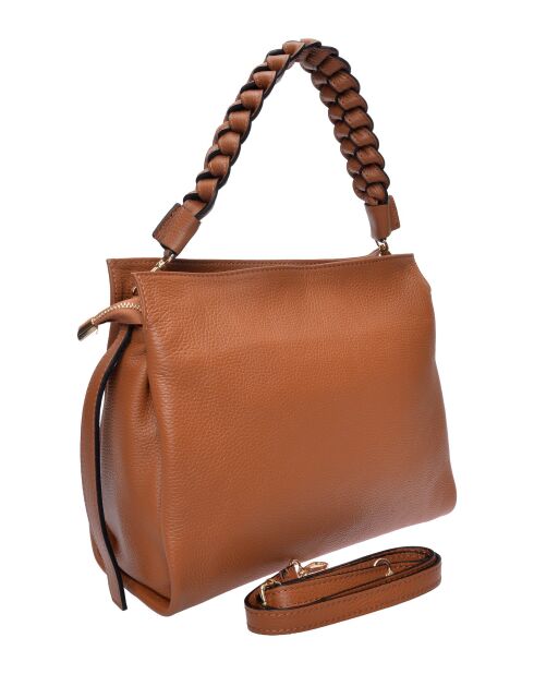 Sac bandoulière en cuir Nina cognac - 26x30x10 cm