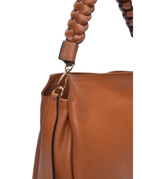 Sac bandoulière en cuir Nina cognac - 26x30x10 cm