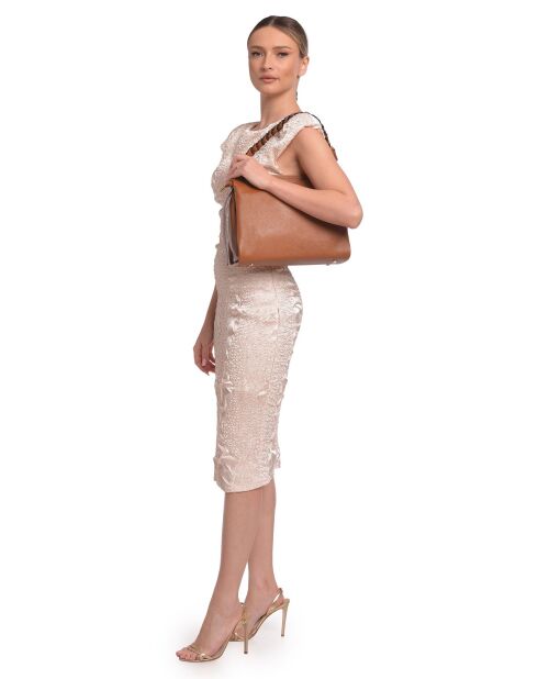 Sac bandoulière en cuir Nina cognac - 26x30x10 cm