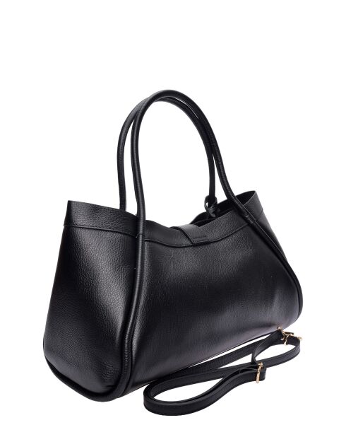 Bandolera Adriana de piel negra - 23x37,5x14 cm