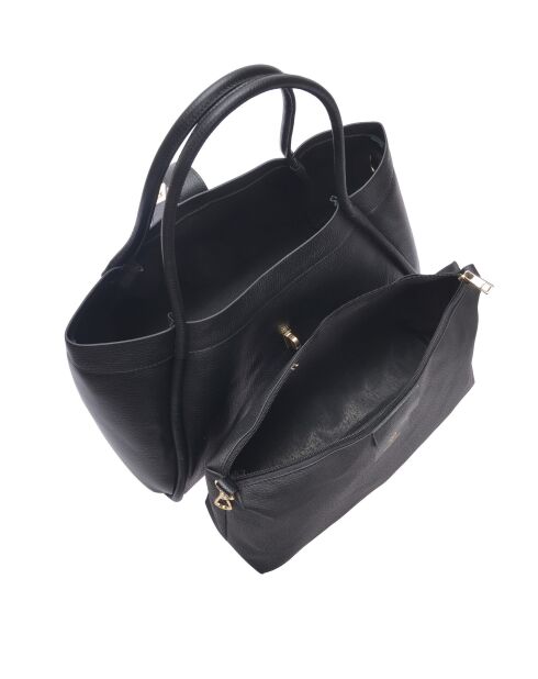 Bandolera Adriana de piel negra - 23x37,5x14 cm