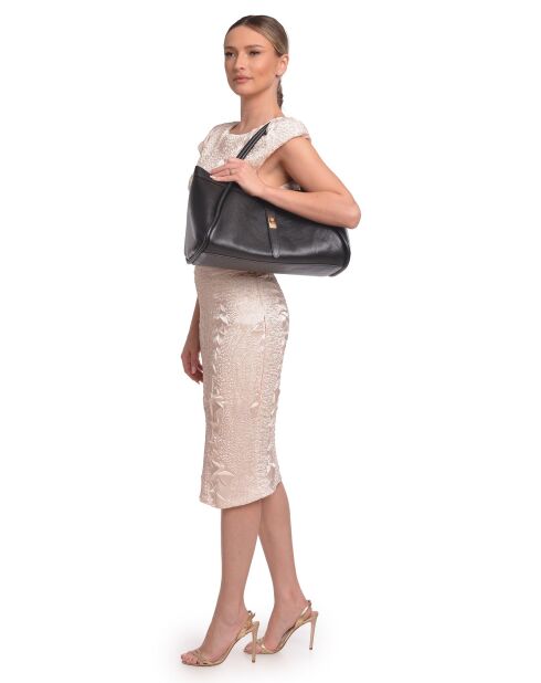 Bandolera Adriana de piel negra - 23x37,5x14 cm