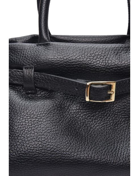 Bolso Ella de piel negra - 17,5x26x13 cm