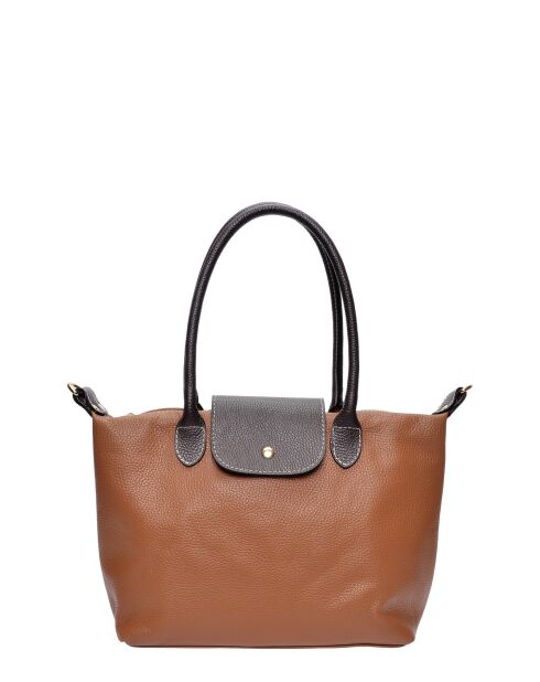 Bandolera Elisa de piel coñac - 25x36x10,5 cm