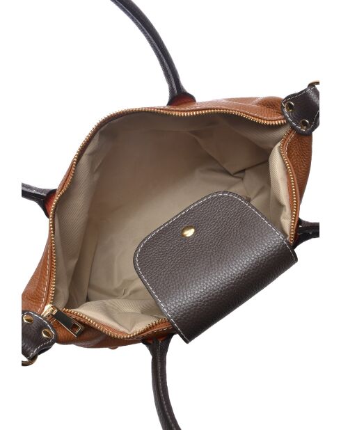 Bandolera Elisa de piel coñac - 25x36x10,5 cm