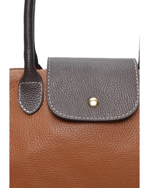 Bandolera Elisa de piel coñac - 25x36x10,5 cm