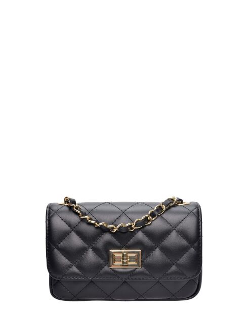 Bandolera de piel Camélia negra - 12x19,5x5 cm