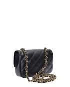 Bandolera de piel Camélia negra - 12x19,5x5 cm