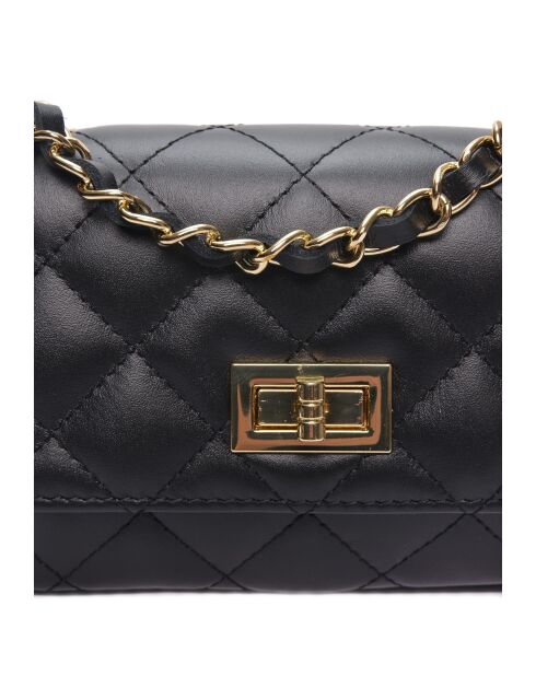 Bandolera de piel Camélia negra - 12x19,5x5 cm