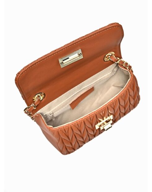 Bandolera Mariella de piel coñac - 12x20x5 cm