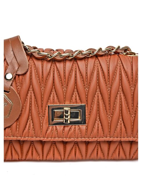 Bandolera Mariella de piel coñac - 12x20x5 cm