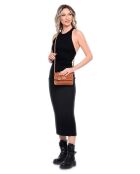 Bandolera Mariella de piel coñac - 12x20x5 cm